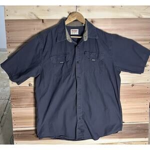 Wrangler Authentics Mens LT Gray Short Sleeve Work Shirt